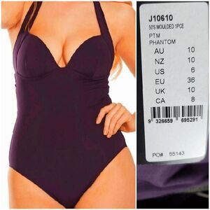 JESSIKA ALLEN JETS phantom size 6 halter swimsuit